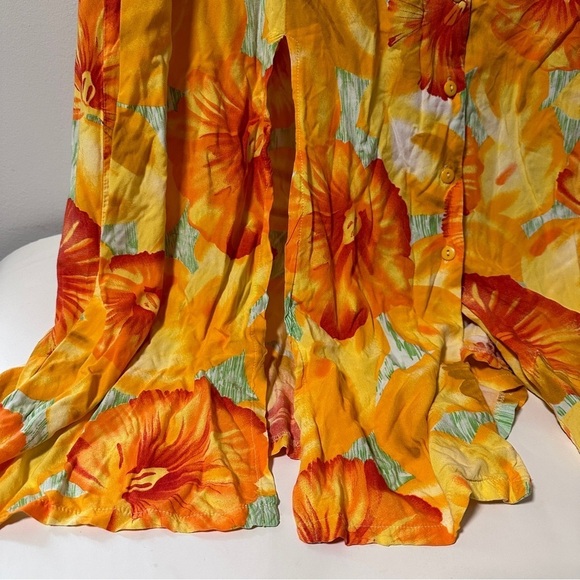 Carolina Colours Orange Floral Tropical Sleeveless Collared Midi Dress Size 22W - Picture 5 of 16